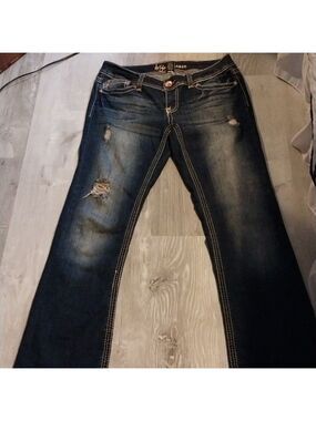 Ariya  Blue Jeans Curvy Boot Cut Jeans Flap Back Pockets  Size11/12